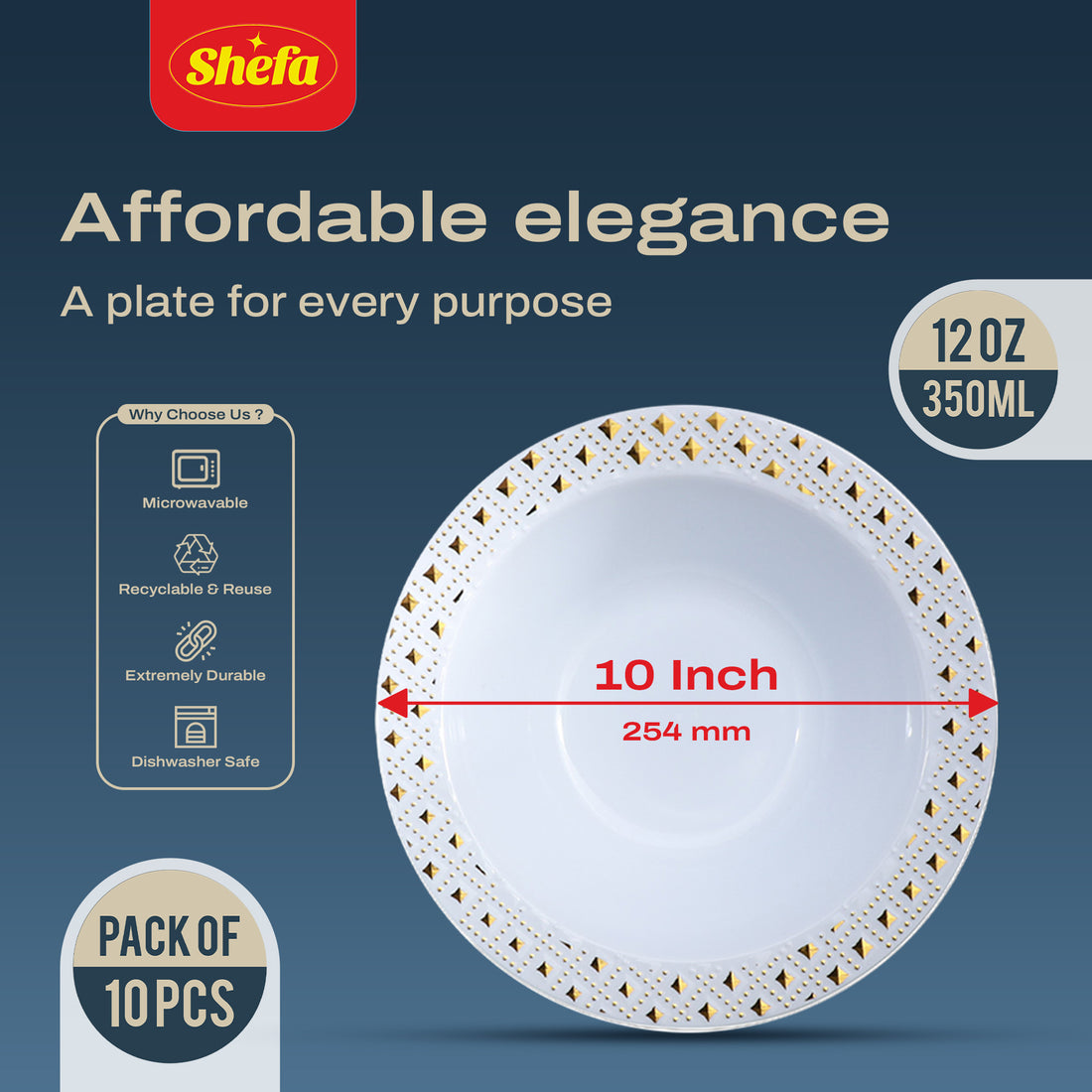 ELEGANT 12OZ BOWLS (10 PER PACK)