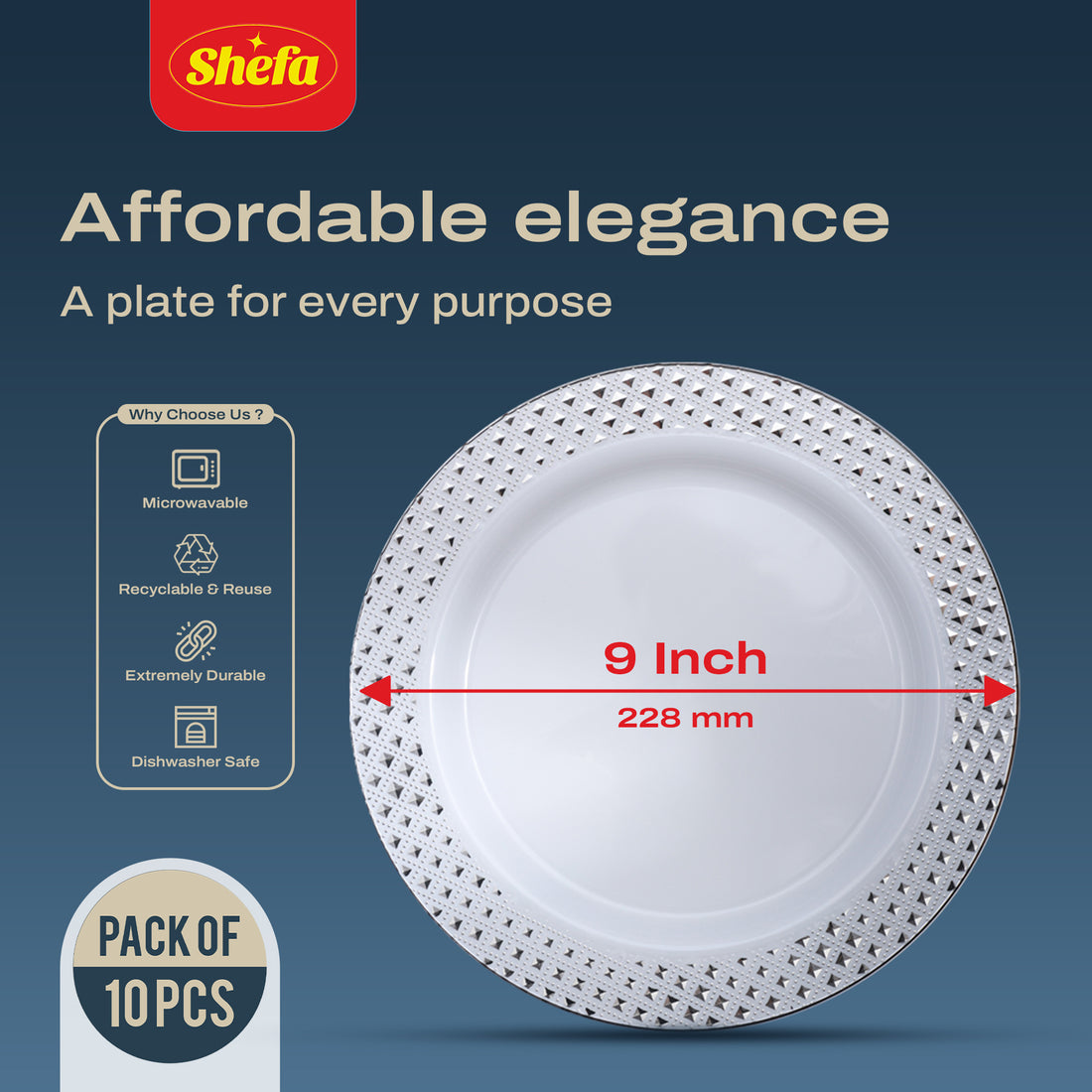 ELEGANT 9inch PLATES (10 PER PACK)