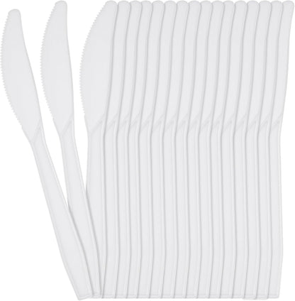 Plastic White Knives Premium (100 packs)