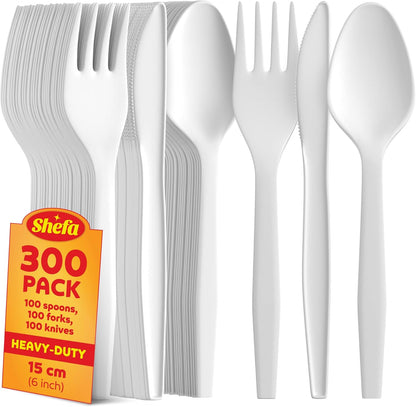 Premium Disposable cutlery set (300 per set 100 sppons 100 forks 100 knifes